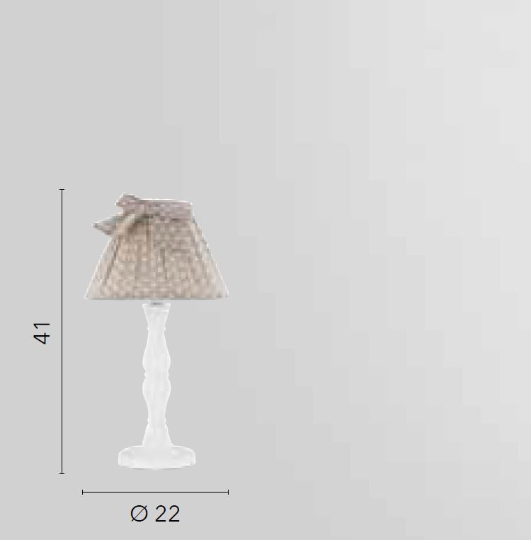 Lume in legno bianco con paralume in tessuto tortora con fiocco decorativo 1XE14 non incl. SWEET Lume in legno bianco con paralume in tessuto tortora con fiocco decorativo 1XE14 non incl. SWEET
